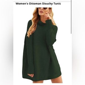 Free People Ottoman Slouchy Tunic, Pine Green Color, size S, NEW with tags